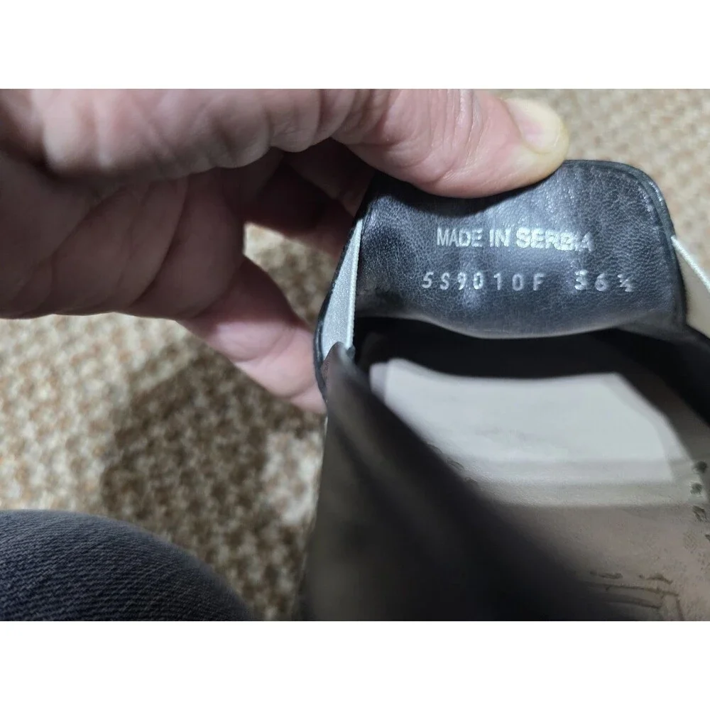 Miu Miu Loafers Women's 36.5 Black Leather Silver Toe Cap Slip On Luxury Shoes - Picture 7 of 9